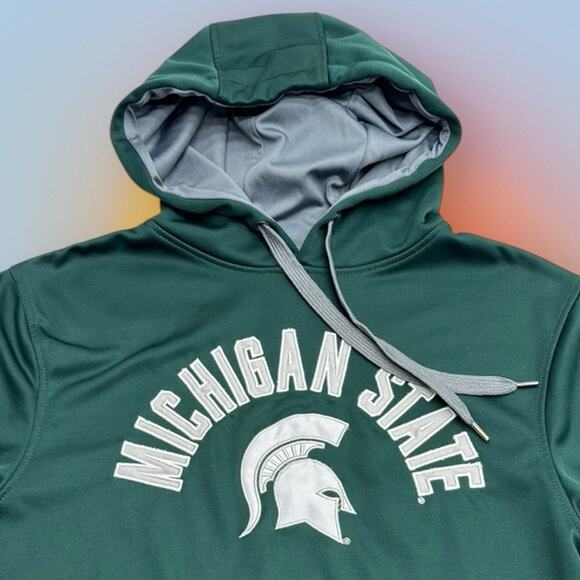 Michigan State Spartans Men’s Small Green Performance Hoodie - Picture 1 of 3